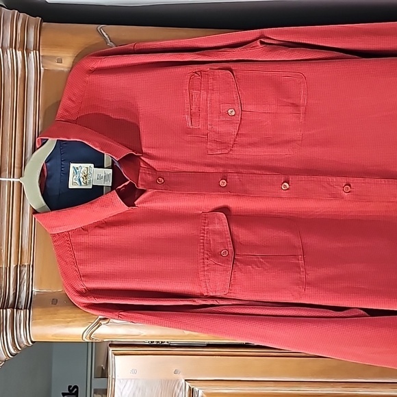 Travel Smith mens long XXL long sleeve shirt. Casual button down. Rust/red color - Picture 2 of 9